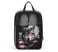 Lupo con bandiera americana vintage borsa per scarpe da viaggio uso quotidiano anti-polvere porta scarpe da golf