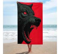 Lupo con gli occhi rossi, telo mare in microfibra senza sabbia, grandi asciugamani da doccia multiuso assorbente per bagno piscina 130 x 80 cm