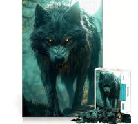 Lupo con occhi luminosi - Puzzle per adulti da 1000 pezzi - Gioco stimolante per la mente - Qualità premium con taglio laser - Attività rilassante di gruppo al chiuso (38x26cm)