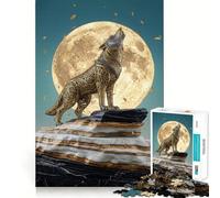 Lupo decorato che ulula alla luna, puzzle da 1000 pezzi per adulti, gioco di sfida mentale, divertimento da fare insieme, taglio di qualità, (38x26cm)