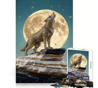 Lupo decorato che ulula alla luna, puzzle da 1000 pezzi per adulti, gioco di sfida mentale, divertimento da fare insieme, taglio di qualità, (38x26cm)