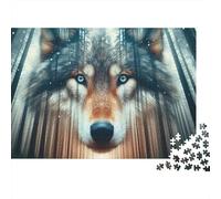 Lupo della foresta Puzzle 1000 Pezzi Carta Puzzle per Adulti Luce nei boschi Attenzione Relax Interazione familiare Decorazione casa Regalo 52x38cm/1000pcs