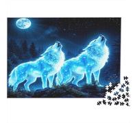 Lupo della Luna Blu Puzzle 1000 Pezzi In Incastro Perfetto, Un Premium Jigsaw Puzzle Per Art-terapia, Ideale Per Serata Giochi in Scatola, Regalo Per La Pensione 38x26cm/1000pcs