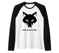 Lupo Divertente Howl of a Girl per Donne o Ragazze Giochi di Parole Madri Maglia con Maniche Raglan