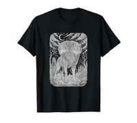 Lupo Due Teste Occulto Strano Creepy Gothic Art Maglietta