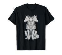Lupo Due Teste Occulto Strano Creepy Gothic Art Maglietta