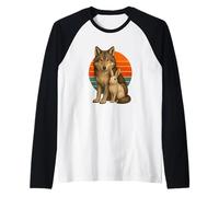 Lupo E Coniglio Retro Tramonto Migliori Amici Maglia con Maniche Raglan