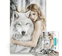 Lupo e donna nella foresta - Puzzle da 1000 pezzi per adulti,gioco di concentrazione mentale,qualità premium,taglio laser,divertimento serale in famiglia (50x75cm)