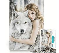 Lupo e donna nella foresta - Puzzle da 1000 pezzi per ragazzi - Gioco di apprendimento cognitivo - Incastro perfetto - Compatto e divertente per tutta la famiglia (38x52cm)