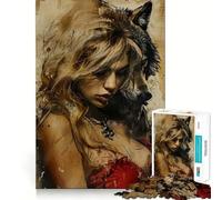 Lupo e Donna Puzzle da 1000 pezzi per ragazzi Stimola le capacità cognitive Divertimento con incastro sicuro Nessun pezzo si stacca Un modo coinvolgente per passare il tempo libero (38x52cm)