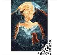 Lupo e Volpe nella Foresta Puzzle 1000 Pezzi Cartaceo per Adulti Scenario Notturno alla Luna Puzzle per Famiglia Relax Decorazione Regalo 70x50cm/1000pcs