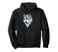 Lupo faccia Animal Art Graphic Design Occhi Blu Amanti Lupo Felpa con Cappuccio