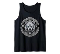 Lupo Fenrir con Sole Luna e Yggdrasil Emblema a Intreccio Canotta