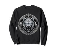 Lupo Fenrir con Sole Luna e Yggdrasil Emblema a Intreccio Felpa