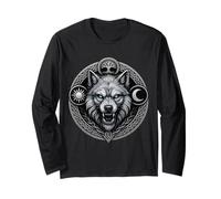 Lupo Fenrir con Sole Luna e Yggdrasil Emblema a Intreccio Maglia a Manica