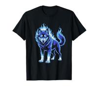 Lupo Fiamme Blu Spirito Selvaggio Maglietta