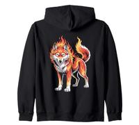 Lupo Fiamme Lupo Infuocato Felpa con Cappuccio
