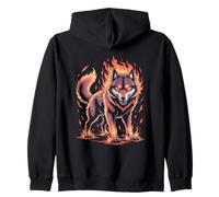 Lupo Fiamme Selvaggio Spirito Natura Felpa con Cappuccio