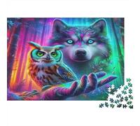 Lupo Foresta Fluorescente Puzzle 1000 Pezzi Carta per Adulti Civetta Arte Gioco di Puzzle 1000 Pezzi Relax Casa Famiglia Regalo 38x26cm/1000pcs
