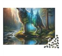 Lupo Foresta Puzzle 1000 Pezzi Puzzle per Adulti Gioco di Puzzle 1000 Pezzi Paesaggio Naturale Relax Concentrazione Arredo Casa Regalo 52x38cm/1000pcs
