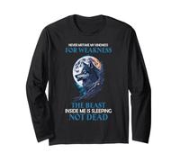 Lupo Forza Citazione Moonlit Beast Inside Me Grafica Maglia a Manica