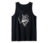 Lupo Fumare, Divertente Boss Edgy Ironico Ribelle Nero Grafica Canotta