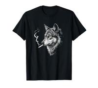 Lupo Fumare, Divertente Boss Edgy Ironico Ribelle Nero Grafica Maglietta