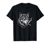 Lupo Fumare, Divertente Boss Edgy Ironico Ribelle Nero Grafica Maglietta