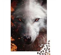 Lupo Fuoco Occhi Puzzle, 1000 Pezzi Gioco Interno Adulto | 70 x 50 cm Cartone Esercizio Mentale, Assemblaggio Accurato, Regalo Amico, Decorazione Soggiorno