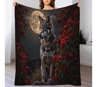 Lupo Grigio Di Luna Piena Coperta Di Flanella, Morbida Coperta Con Stile Oscuro Misterioso, Coperta in Pile Coperta Peluche per Divano Camera Da Letto Culla 130x150cm