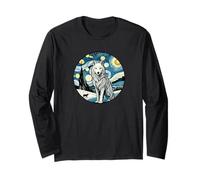 Lupo grigio Zoo Animal - Van Gogh Starry Night Style Maglia a Manica