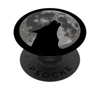 Lupo Howl Silhouette Argento Luna Piena PopSockets PopGrip Adesivo