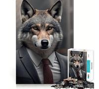 Lupo in abito da lavoro - Puzzle da 1000 pezzi - Gioco cognitivo divertente - Componenti robusti e ben definiti - Esercizio mentale per momenti di tranquillità a casa (38x26cm)