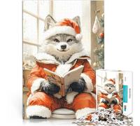 Lupo in costume da Babbo Natale che legge Puzzle 1000 pezzi per adolescenti Analisi e logica Ogni pezzo è unico - Gioco divertente e stimolante per tutta la famiglia 38x26cm