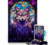 Lupo Magenta Notte Astratto Puzzle da 1000 pezzi per adolescenti Gioco di apprendimento cognitivo Gioco a incastro perfetto e compatto Divertimento per tutta la famiglia (38x52cm)