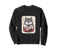 Lupo Mangiare Sushi Giapponese Ramen Anime Felpa