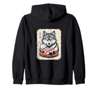Lupo Mangiare Sushi Giapponese Ramen Anime Felpa con Cappuccio