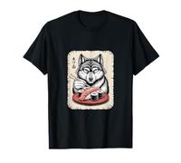 Lupo Mangiare Sushi Giapponese Ramen Anime Maglietta