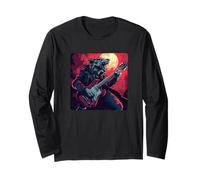 Lupo mannaro a dondolo con chitarra elettrica per un Wild Vibe Maglia a Manica