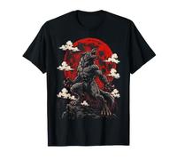 Lupo Mannaro Che Ulula Sangue Rosso Luna Horror Arte Halloween Maglietta
