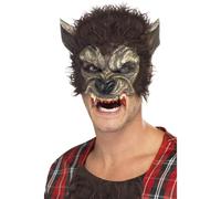 Lupo Mannaro Maschera Mezzo Volto Uomo Halloween Marrone