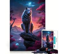 Lupo Mannaro Paesaggio Puzzle da 1000 Pezzi Gioco Mentale Divertente Incastro Perfetto Pezzi Precisi Rilassante Attività di Gruppo al Chiuso (38x26cm)