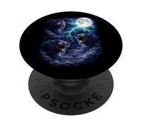 Lupo mannaro scuro sotto la luna - Vintage Fantasy Lightning Art PopSockets PopGrip Adesivo