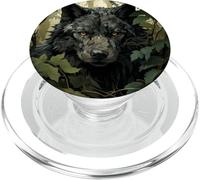 Lupo mimetico scuro con foglie di foresta grafica PopSockets PopGrip per MagSafe