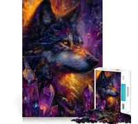 Lupo mistico con cristalli, puzzle da 1000 pezzi per adulti, regalo, gioco di logica, momento di condivisione, taglio preciso, sorpresa di compleanno (38x52cm)