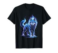 Lupo Mistico Fiamme Blu Coraggio Maglietta