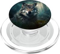 lupo mistico nella foresta sulla luna piena PopSockets PopGrip per MagSafe