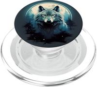 lupo mistico nella foresta sulla luna piena PopSockets PopGrip per MagSafe