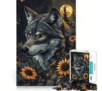 Lupo nel campo di girasoli Puzzle da 1000 pezzi per ragazzi Gioco di apprendimento cognitivo Zero Gap Perfetto incastro Compatto Divertimento per il tempo di gioco in famiglia (38x52cm)