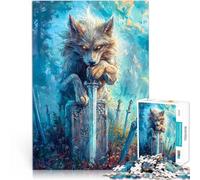 Lupo nel cimitero Puzzle da 1000 pezzi per adolescenti Giocattoli che creano dipendenza e sfidano l'intelligenza del cervello con poster abbinato e foglio di quiz 38x26cm